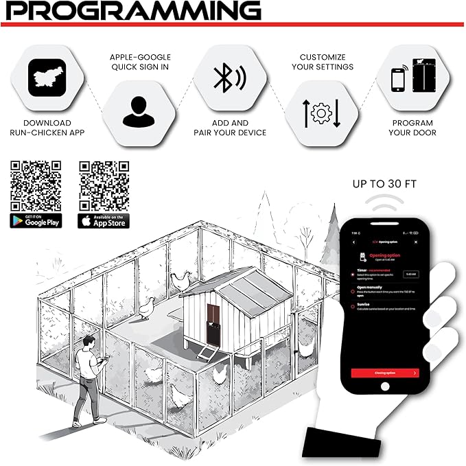 RUN-CHICKEN Door Eternal – Solar Automatic Chicken Coop Door with Built-in Solar Power & Battery Backup, Smart App & Timer Control, Weatherproof Aluminum, Predator-Proof, Easy to Install (Brown)