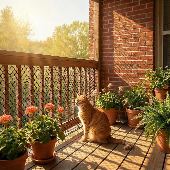 Plastic Wire Mesh Fence Roll, GENNIZZ 15.7IN x 50FT Plastic Chicken Wire Mesh, Balcony Garden Floral Netting Fencing Barrier for Cat Dog(0.4m x 15m)