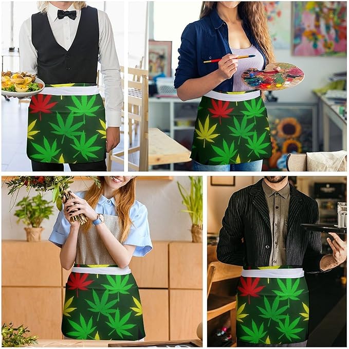 Short 3 Pockets Waist Waiter Waitress Half Apron Waterproof Chef Aprons