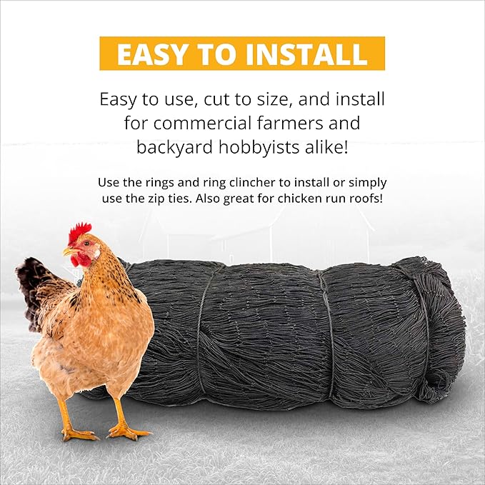 Stromberg’s 2” Mesh Heavy Duty Knotted Aviary Netting, UV Resistant Polyethylene Fiber for Game Birds, Pheasants & Poultry, 85 Lbs Break Strength Durable Against Weather and Predators