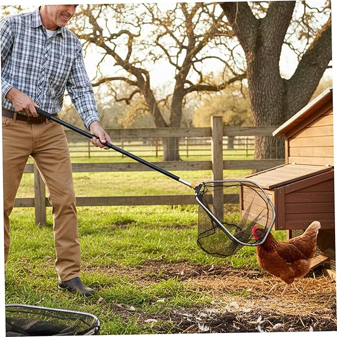 Chicken Catching Net, Telescopic Chicken Catcher with Stainless Steel Tube Extension, Poultry Hook for Birds, Dogs, and Small Animals, Utilisation intérieure