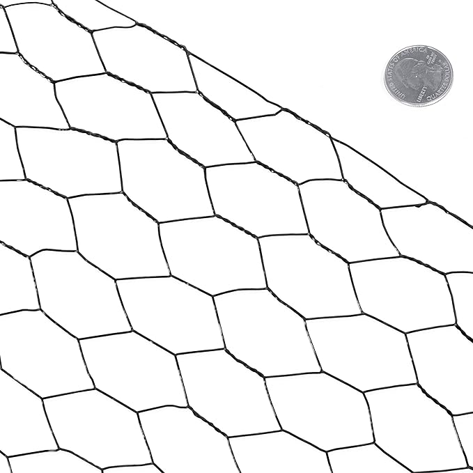 Fencer Wire 20 Gauge Black Vinyl Coated Poultry Hex Netting with 1 inch Mesh (4 ft. x 150 ft.)