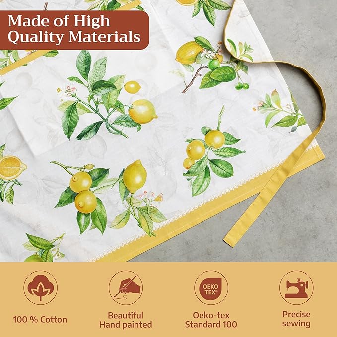 Maison d' Hermine 100% Cotton Apron for women with Pocket Kitchen Chef Apron for Men Cooking Easter Decorations