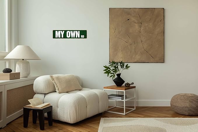 My Own Rd Metal Street Sign 4x16in Funny Vintage Plaque for Garage Man Cave Wall Decor Rustic Home Farm Outdoor Art