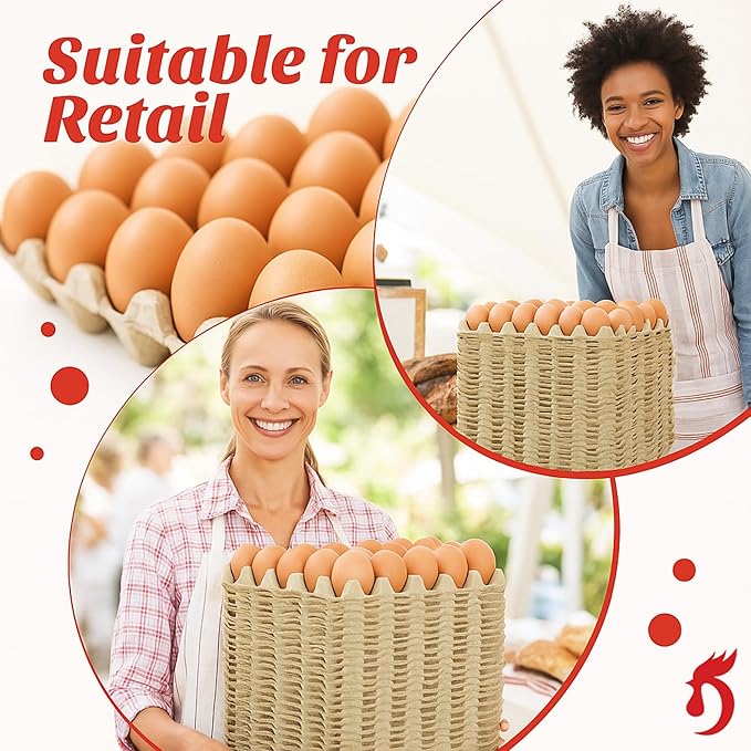 65 Pack Egg Cartons Crates Bulk - 30 Cell Pulp Fiber Egg Flats Reusable Stackable Cardboard Tray for Home Storing Packing Roach Colony Soundproofing