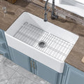 White Farmhouse Sink 33 x 18 Inch, Large Firecaly Apron Front Undermount Farm Sink Heavy Duty Single Bowl, with Custom Accessories 2 Types, Pure White, for Kitchen