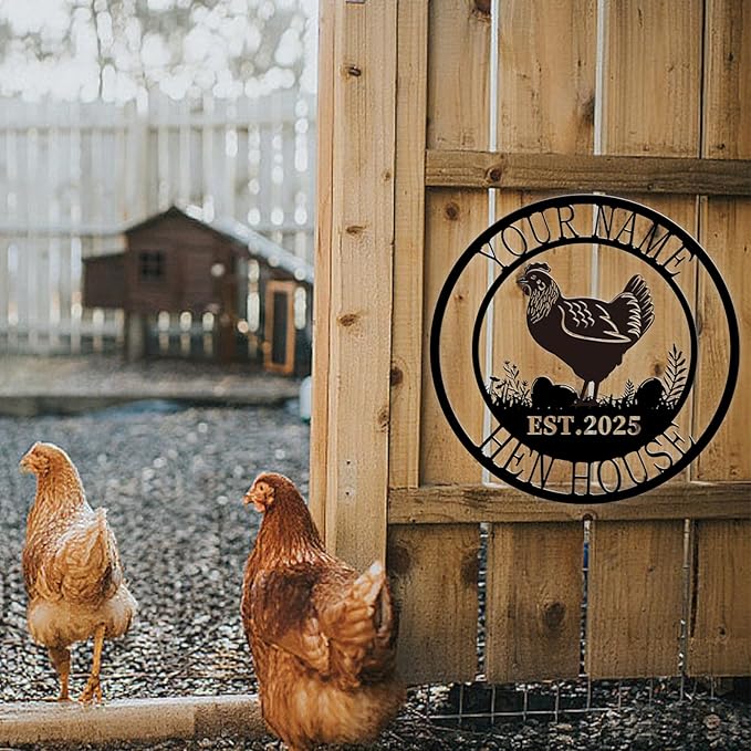 Custom Chicken Coop Metal Sign, Personalized Farmhouse Wall Decor, Vintage Fluffy Butt Hut Decor, Custom Name Sign for Farm, Gifts for Chicken Lovers