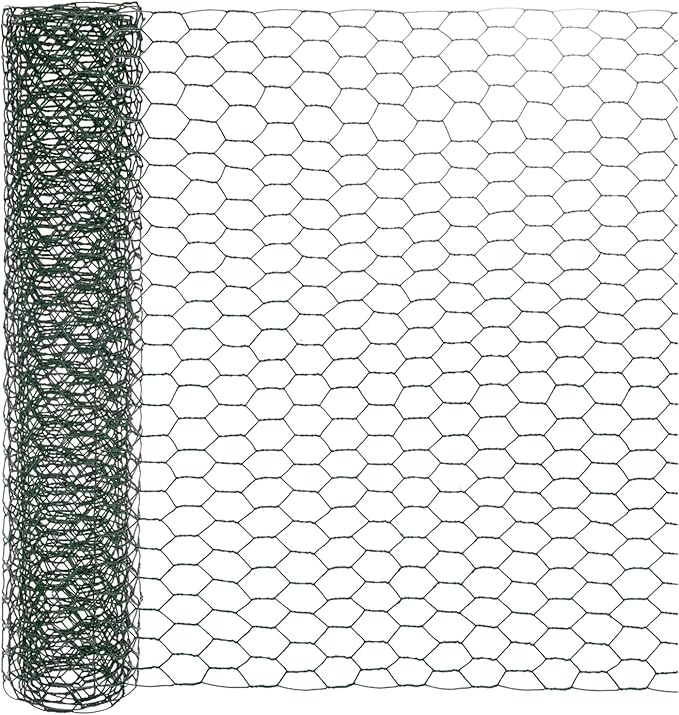 Chicken Wire for Floral Arrangements, 14 x 39 in Galvanized Iron Hexagonal PVC Coated for Crafts/Poultry/Garden, Chicken Wire Netting Fence Mesh [Green]