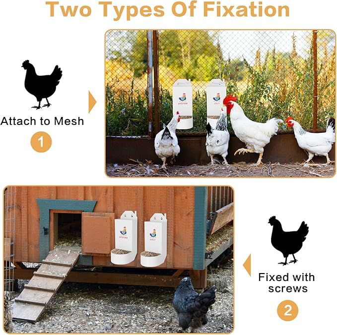 Chicken Grit and Oyster Shell Feeder,Metal Automatic Chicken Feeder,Chicken coop Accessories Poultry feeders, Suitable for Quail, Pigeons, Doves, Chicks, and Adult Chickens（2 Pcs）