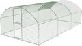 Large Metal Chicken Coop, Walk-in Poultry Cage, Chicken Run Pen House with Waterproof & Anti-Ultraviolet Cover Chicken Coop Run with Double Lockable Doors for Outdoor and Backyard 9.8 x 19.7X 6.6ft