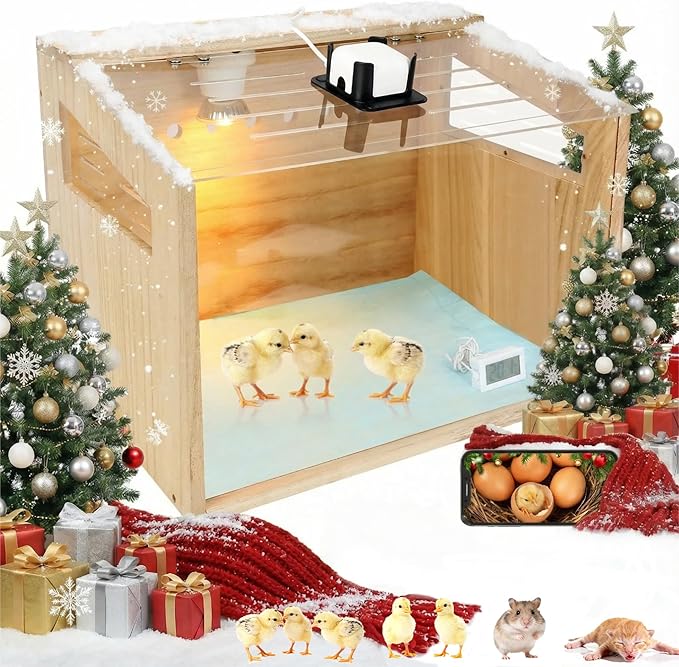 Chicken Brooder Box with Camera : 2.5K HD 5G Chicken Watching Camera, Adjustable Temperature Control Brooder Box for Small Chicks, Ducks, Quails, Idea Gift Christmas (15.7x12x12 Inches) ﻿