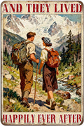Vintage Tin Sign ‘And They Lived, Happily Ever After’ Couple Rustic Metal Wall Art Decor For Home Kitchen Bedroom Living Room 8x12 Inch