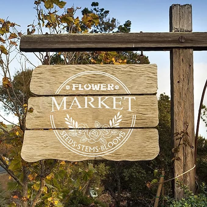 4 Pieces Flower Market Stencil Farmhouse Stencils Fresh Farm Stencil Flower Truck Reusable Stencil Templates DIY Chicken Country Home Decor Stencils for Painting on Wood Wall Furniture