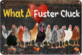 Funny Chicken Vintage Signs,What A Fuster Cluck, Chicken Lover,for Farmhouse Farm Yard Fence Home Kitchen Gardening Outdoor Decor 8x12 Inch