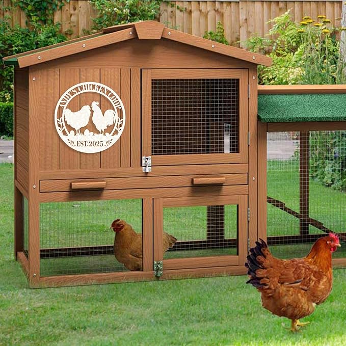 Personalized Chicken Coop Signs, Metal Funny Farm Decor, Chicken Coop Accessories, Metal Outdoor Wall Art, Custom Hen House Sign, Rustic Farmhouse Wall Decor for Farm Yard Garden Color06