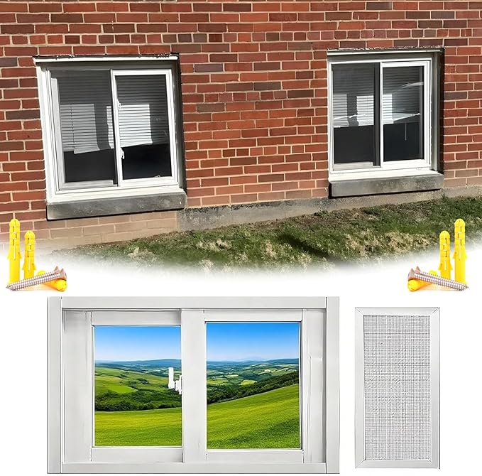 40x25in 36x16in 20x12in Window for Houses, Basement Replacement Windows Aluminum Sliding Window White/Black for Bathroom/Shed/Chicken Coop(White,38x22in)