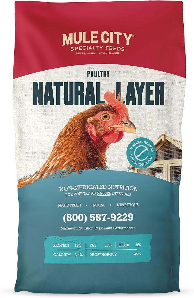 Natural Layer Chicken Feed - 40 lb Bag, Complete Poultry Feed for Laying Hens, Balanced Daily Nutrition for Backyard Chickens, Supports Consistent Egg Production and Flock Health