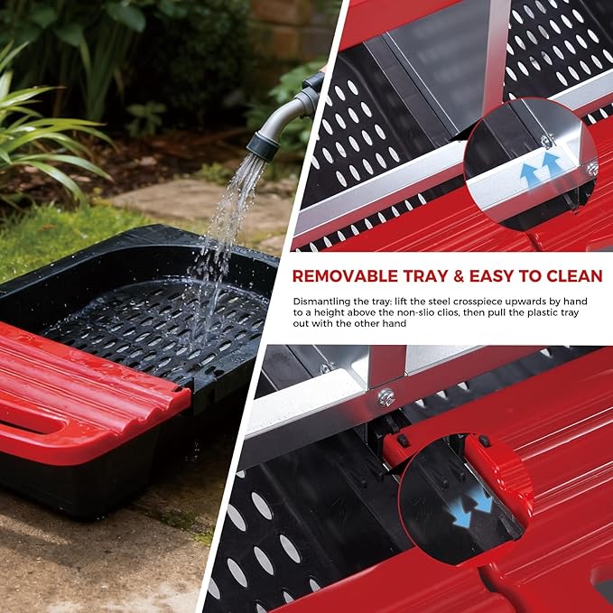 4-Hole Chicken Nesting Box, Roll Away Nest with Removable Tray, Easy Egg Collection & Cleaning, Wall-Mount Nesting Boxes for Hens, Chicken Coop - Red