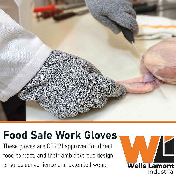 Wells Lamont Whizard LN10 Cut Resistant Gloves (1356) – ANSI Cut Level A7 – Food Safe Gloves