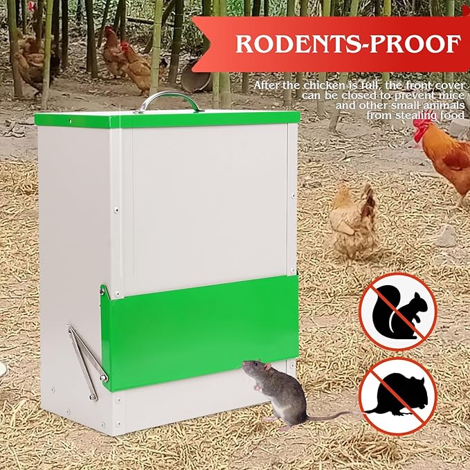 25 Lbs Automatic Chicken Feeder No Waste for Coop, Automatic Large Outdoor Duck Feeder and Poultry Feeder Rainproof Preventing Small Animals Suitable for Chickens Ducks Turkeys