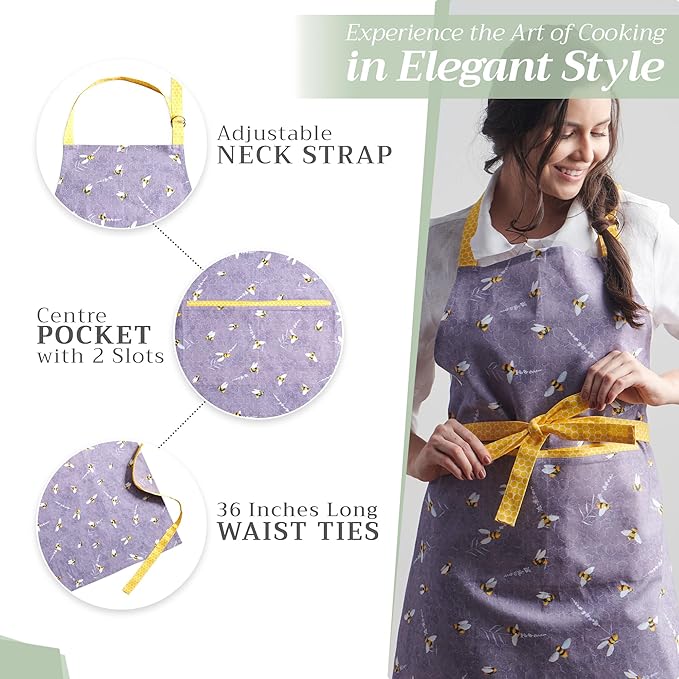 Maison d' Hermine 100% Cotton Apron for women with Pocket Kitchen Chef Apron for Men Cooking Easter Decorations