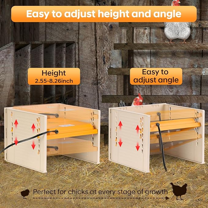 Brooder Plate for Chicks, 25W Heat Plate with Temperature Control, 9.76" x 9.76" Brooder Heater Adjustable Height and Angle, Chick Warmer Brooding Heating Plates for Baby Chicken Poultry Duck