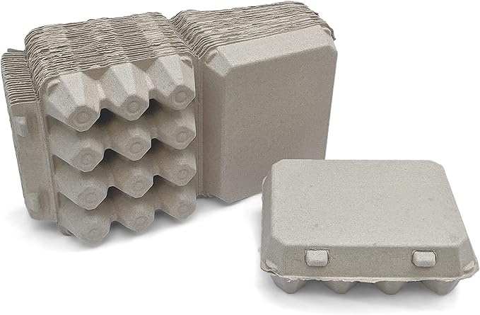 "Vintage Egg Cartons for 12 Large Eggs – Classic 3x4 Layout – Durable Recycled Cardboard – Farmhouse Style – Eco-Friendly Packaging - Tan 65 Pack
