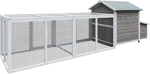 118＂ Large Wooden Chicken Coop Walk-in Poultry Cage with Free-Range Doors, Nesting Box,Leakproof Pull-on Tray,Outdoor Hen House Poultry Cage,for Yard Farm