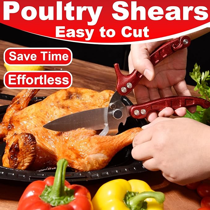 Heavy Duty Poultry Shears Seafood Scissors 2pcs set,Kitchen Shears for food Heavy Duty,Kitchen Scissors All Purpose,Chicken,Fish,Meat,Seafood, Easy to Cleaning,Dishwasher Safe