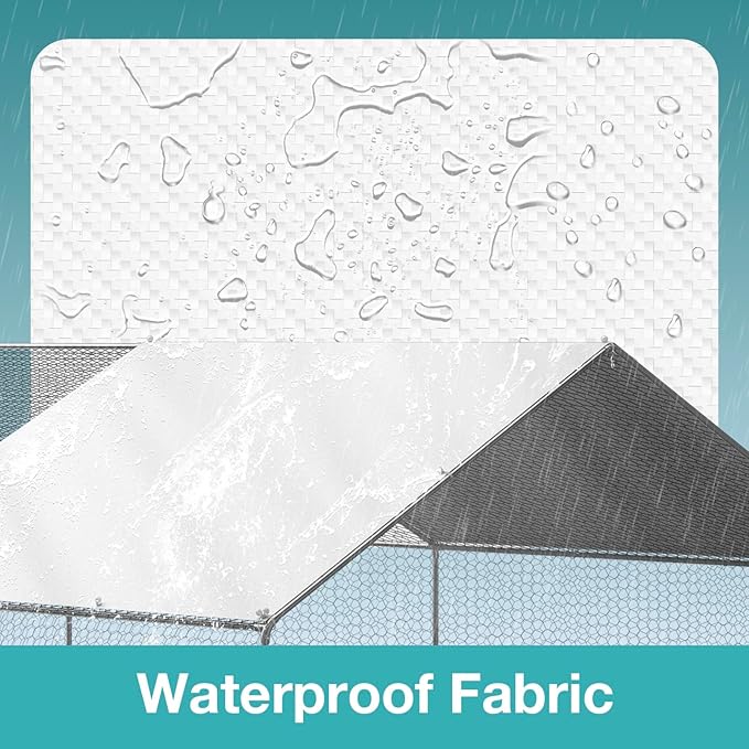Chicken Coop Cover Waterproof, 11.5 * 6.5 FT Chicken Run Tarp with Ball Bungees Cords,White