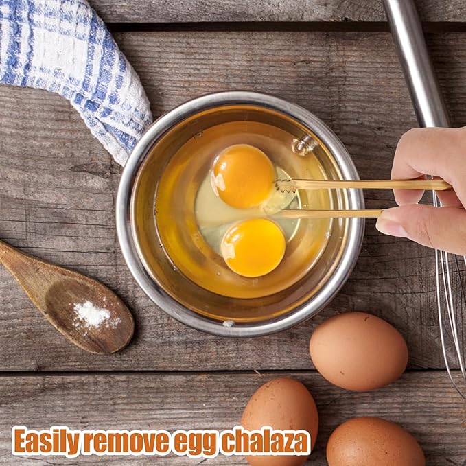 BOXOB 2pcs Egg Chalaza Remover Tongs, 5.98 Inch Toothed Design Eggshell Fragment Membrane Removal Tong Stainless Steel Multipurpose Kitchen Tool for Cooking Food Cake Pastry Chefs (Black, Silver)