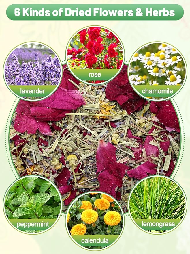 20 Oz Nesting Herbs for Chicken Coop - Natural Egg-Laying Box Feed Herb in 6 Dried Flowers for Freshening Bedding Chicken Coop Dust Bath Increase Egg Production Great Gift