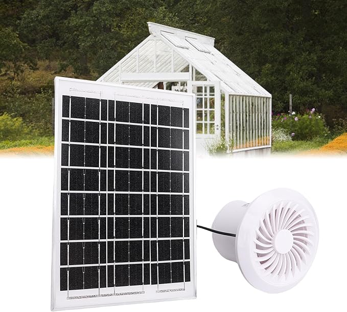 FILFEEL 6W Solar Powered Fan Kit for Greenhouses, Chicken Coops, and Pet Houses with Easy Solar Setup