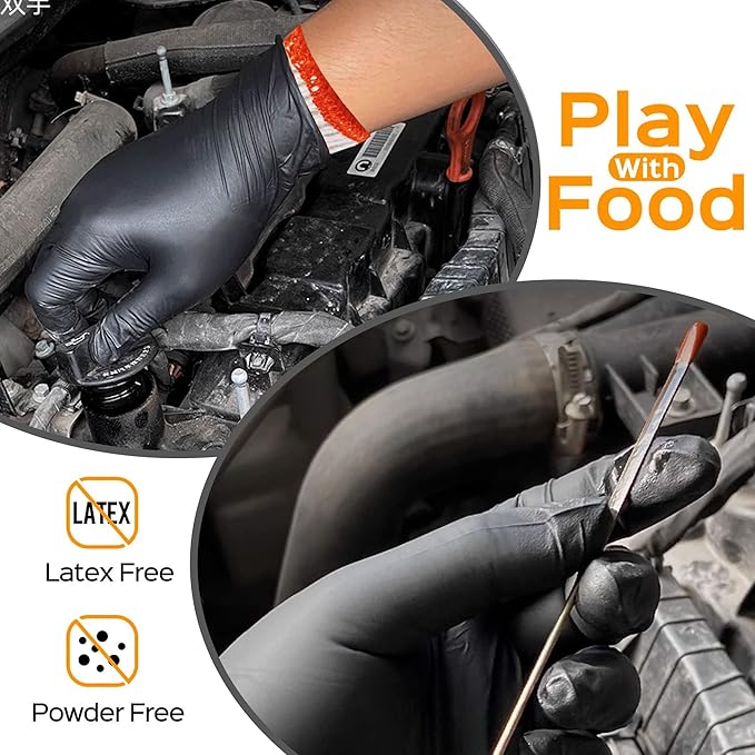 BBQ Gloves 6 Cotton Glove Liners and 100 Disposable Nitrile Gloves,Washable Cotton Liners Powder Latex Free Nitrile Gloves,Applies to Cooking Baking Grilling.