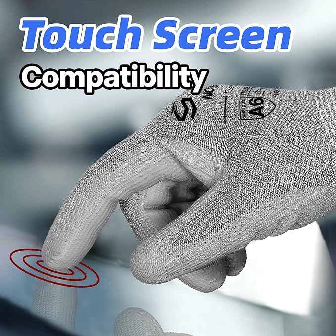 Schwer 12 Pairs Cut Resistant Gloves ANSI A6/A7 (Send Randomly) CR7120 Cut Proof Work Gloves, Touchscreen, for Men and Women Used for Woodworking, Glass Cutting, Construction, Cargo Handling, XS