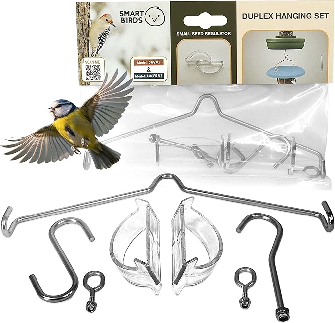 SWISSINNO Duplex Connector – Vertical Link for Hanging Bird Feeders – Space-Saving Garden Accessory in Durable Steainles Steel Compatible with Lucerne & Davos Smart Birds