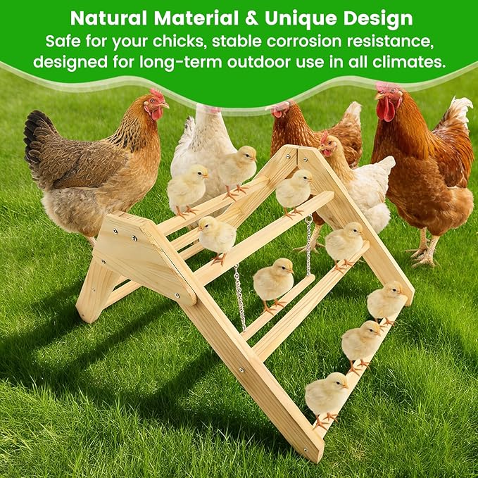 Chick Perch with Wooden Swing, Chick Roosting Bar Coop for Brooder, Chick Wooden Roosting Bar, Training Chicken Perch Fun Chicken Toys for Baby Chicks, Parakeets, Parrots