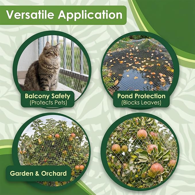 GWHOLE 33 x13 Ft Bird Netting for Garden Tree and Plant Protection, Garden Netting with 1 Inch Mesh Net for Anti Bird Chicken Deer