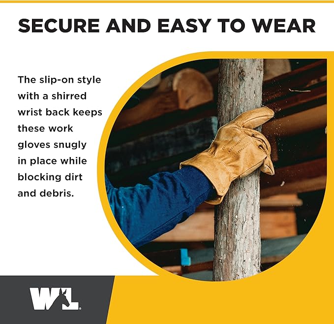 Wells Lamont Leather Work Gloves for Men – Grain Cowhide, Reinforced Palm – Ideal for Construction, Farming, Ranching – Ergonomic Fit, Keystone Thumb, Elasticized Wrist – Saddletan, X-Large (1129XL)