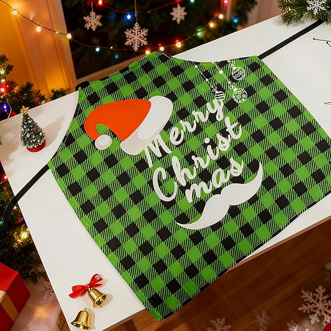 4Pcs Christmas Aprons Set - Adjustable Holiday Aprons with Christmas Tree, Stocking, Snowman for Family, Festive Kitchen Decor & Christmas Party Supplies
