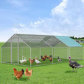 Vipbear Large Metal Chicken Coop Run with Immersed Wire Mesh, Chicken Coop for 8 Chickens Heavy Duty Chicken Run in for Yard with Waterproof Cover and Secure Lock,236'' L x 118''W x 77''H