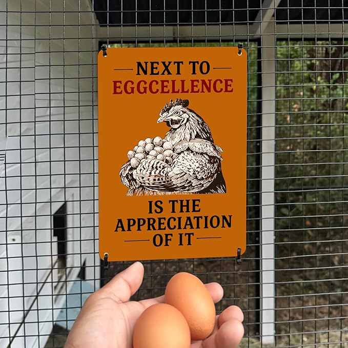 8x12 Inch Aluminum Chicken Coop Signs - Funny Outdoor Chicken Signs for Coop, Chicken Coop Accessories Farmhouse Kitchen Decor, Vintage Wall Decor, Funny Gifts for Chicken Owners, Home & Kitchen Decor Accessories