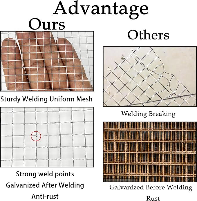 Hardware Cloth Galvanized After Welding 23 Gauge,Chicken Wire Mesh Screen Fence, Heavy Duty Wire Mesh Roll for Chicken Pen/Coop Fences, Garden Fences,Poultry Netting Cage (48IN x 100FT)