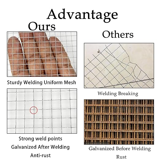 Hardware Cloth 1/4 inch 48Inx100Ft Galvanized After Welding 23 Gauge,Wire Cloth Mesh Roll Chicken Wire Fence Roll for Chicken Pen/Coop Fences, Garden Fences/Fencing,Screen Mesh,Poultry Netting Cage