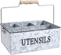 Light & Pro Large Galvanized Bucket Drink Tub Caddy Serveware Utensil Organizer Picnic Caddy Multipurpose Wooden Handle Storage Bin Farmhouse Rustic Organizer With Dividers - Natural