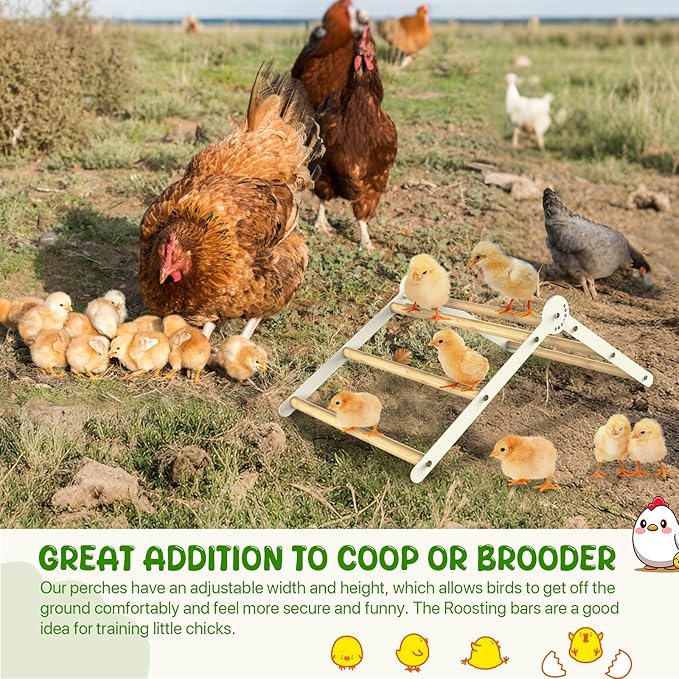 Bamboo Adjustable Chicken Perches, with Adjustable 7 Circles Holder, Strong Roost Bar for Coop&Brooder, Training Perch for Chicks, El Pollitos, La Pollita, Easy to Install & Clean, Fun Toys for Chicks