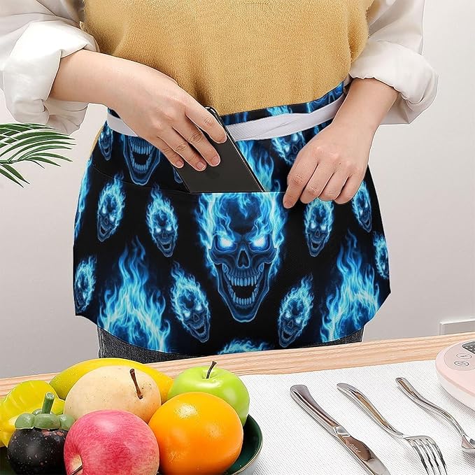 Half Apron with 3 Pockets Chef Cooking Kitchen Restaurant Aprons for Women Men