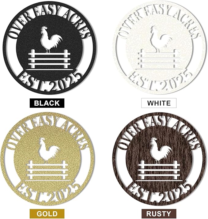 Personalized Chicken Coop Signs, Outdoor Chicken Coop Decor, Vintage Farmhouse Wall Decor, Custom Metal Name Sign for Farm Yard Garden Home, Gifts for Chicken Lovers Color01