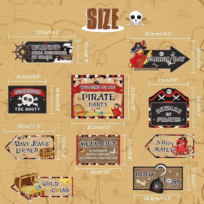 WERNNSAl Pirate Party Decorations - 10PCS Pirate Birthday Party Decorations for Adventure Birthday Party Supplies Funny Parrot Pirate Decor for Home Garden Yard Wall Decor