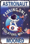 Funny Space Themed Decor Sign-Outer Space Room Decor for Boys,Space Themed Bedroom Space Them Gifts for Boys Decor(Astronaut Parking Only)8x12 Inches